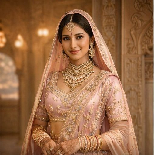 Pink bridal lehenga with heavy embroidery for Indian wedding by Pehnawa by SS