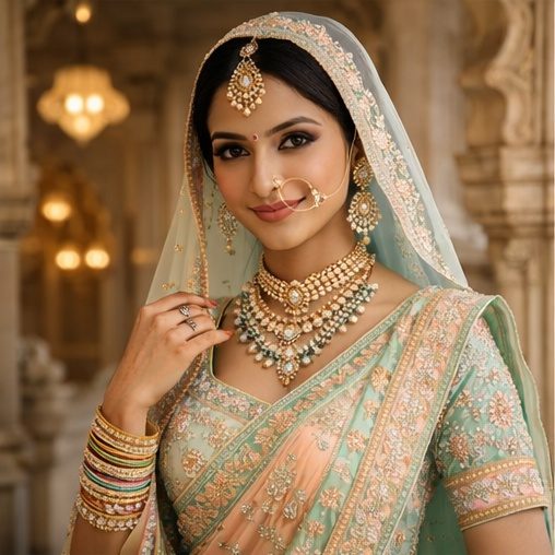 Pastel mint designer outfit for cocktail and engagement events by Pehnawa by SS